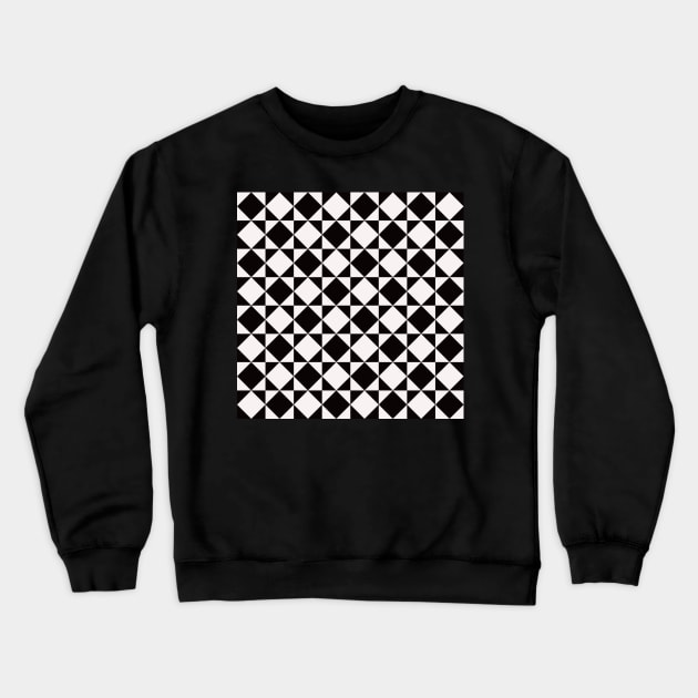 two tone black and white pattern with squares and diamonds Crewneck Sweatshirt by pauloneill-art